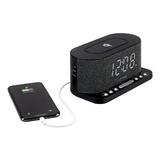 Jensen Qi Wireless Charging Clock Plastic/Acrylic in Black | 4 H x 7 W x 4 D in | Wayfair QiCR-50