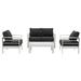 Nason 4 Pc Outdoor Living Set in White/Black - Safavieh PAT2516B