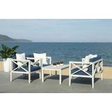 Nunzio 4 Pc Outdoor Set w/ Accent Pillows in White/Navy - Safavieh PAT7031D