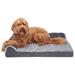 Two-Tone Faux Fur & Suede Deluxe Chaise Lounge Orthopedic Sofa Dog Bed, 36" L x 27" W, Stone Gray, Large