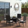 Ebern Designs Leedom Rectangular 4 - Person 47.3" Long Outdoor Dining Set w/ Cushions Glass/Metal in Black | Wayfair