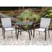 Charlton Home® Wrenn 3-Piece Commercial-Grade Bistro Set w/ 2 Sling Dining Chairs & a 30" Square Slat-Top Table Metal in Gray | Outdoor Dining | Wayfair