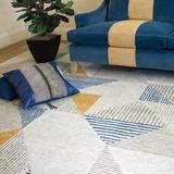 White 36 x 0.62 in Area Rug - CompanyC Griffin Geometric Handmade Tufted Wool Blue/Gray/Yellow Area Rug Wool | 36 W x 0.62 D in | Wayfair