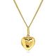 MIORE Handmade Heart Necklace for Women in 9 kt 375 Yellow Gold- Shiny Gold Heart Pendant on 45 cm Curb Chain With Spring Ring Closure, Gift Box Included