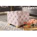 Baxton Studio Avara Glam & Luxe Light Pink Velvet Fabric Gold Finished Button Tufted Ottoman- TSFOT029-Light Pink/Gold-Otto