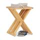 Relaxdays Bamboo Folding Stool, Natural Look, Small, Space-Saving, Foldable Chair for Children, HWD 42x32x27 cm, Natural