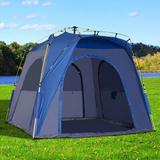 Outsunny Hydraulic Pop-Up Camping 5 Person Tent Fiberglass in Blue | 76.8 H x 96 W x 96 D in | Wayfair A20-054GY