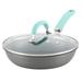 Rachael Ray Create Delicious Hard Anodized Nonstick Induction Deep Frying Pan/Skillet w/ Lid, 10.25 Inch Non Stick/Aluminum in Gray/Blue | Wayfair