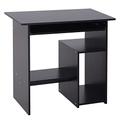 HOMCOM Compact Small Computer Table Wooden Desk Keyboard Tray Storage Shelf Modern Corner Table Home Office Black