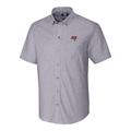 Men's Cutter & Buck Charcoal Tampa Bay Buccaneers Stretch Oxford Short Sleeve Woven Button Down Shirt