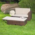 Lounge Gartenmöbel Sofa Bank Tisch klappbar Rattan Gartenset Sitzmöbel braun