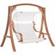 Beliani - Balancelle de Jardin en Bois Foncé avec Coussin Blanc et Par-soleil Assise Confortable et