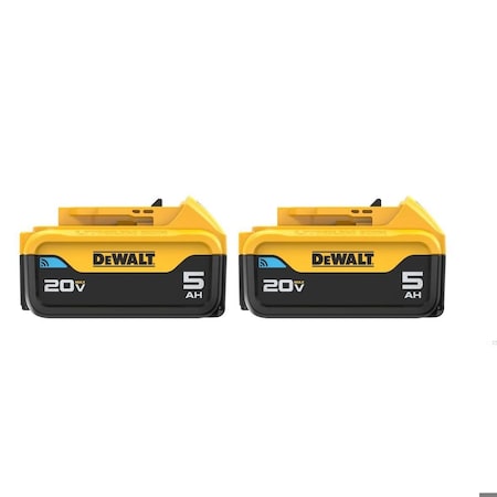 DEWALT DCB205BT-2 20V MAX Battery 2-Pack, 5.0 Ah, Li-Ion, 2 PK