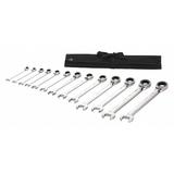 WESTWARD 54DG32 Ratcheting Wrench Set, SAE, 5/16 in to 1 in Head Sizes, 13-Piece
