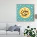 August Grove® 'Mellow Yellow II Turquoise' Textual Art on Wrapped Canvas in Blue/Yellow | 14 H x 14 W x 2 D in | Wayfair