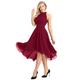 Freebily Women's Halter High-Low Chiffon Short Bridesmaid Dress Sleeveless Cocktail Evening Party Dress Wine Red 16