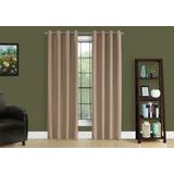 "Curtain Panel / 2Pcs Set / 54""W X 84""L / 100% Blackout / Grommet / Living Room / Bedroom / Kitchen / Thermal Insulation / Polyester / Brown / Contemporary / Modern - Monarch Specialties I 9838"