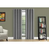 "Curtain Panel / 2Pcs Set / 54""W X 84""L / 100% Blackout / Grommet / Living Room / Bedroom / Kitchen / Thermal Insulation / Polyester / Grey / Contemporary / Modern - Monarch Specialties I 9841"