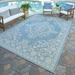 Blue 60 W in Area Rug - Gertmenian Paseo Ryoan Oasis Traditional Floral Medallion Flatweave Indoor/Outdoor Area Rug Polyester/Polypropylene | Wayfair