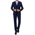 Men Suits 3 Pieces Slim Fit Wedding Formal Business Party Single Breasted 2 Button Black Blazer Suit Pants Vest Blue L