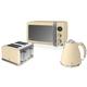 Retro Kitchen Pack by Swan - Digital Microwave 800w 20L, Jug Kettle 1.5L and 4 Slice Toaster - 3 Appliances for A Modern Kitchen Design (Cream)