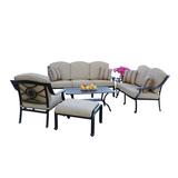 Alcott Hill® 6-Piece Patio Deep Seating Conversation Set, 21" Square End Table. 21x42" Rectangular Coffee Table Metal in Brown | Wayfair
