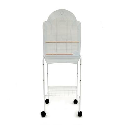 YML Bar Spacing Shell Top Bird White Cage with Stand, Small