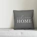 Gracie Oaks Cokato Welcome Home Thin Indoor/Outdoor Throw Pillow Polyester/Polyfill blend in Gray/White | 16 H x 16 W x 1.5 D in | Wayfair