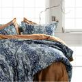 Bungalow Rose Maney Bohemian Intricate Paisley Vintage Damask Duvet Cover Set Pima Cotton/Sateen in Blue/Navy/White | Wayfair