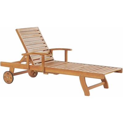 Gartenliege hellbraun Akazienholz rollbar verstellbar Landhaus Stil Image
