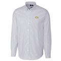 Men's Cutter & Buck Light Blue Georgia Tech Yellow Jackets Big Tall Stretch Oxford Stripe Long Sleeve Button Down Shirt