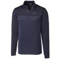 Men's Cutter & Buck Navy Penn State Nittany Lions Big Tall Traverse Stripe Half-Zip Pullover Jacket