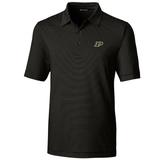 Men's Cutter & Buck Black Purdue Boilermakers Big Tall Forge Pencil Stripe Polo