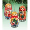 The Holiday Aisle® 3 Piece Christmas Dolls Wooden Hanging Figurine Ornament Set Wood in Brown/Red | 5 H x 5 W x 0.25 D in | Wayfair