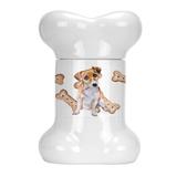 Tucker Murphy Pet™ Jack Russell Terrier Bone Shaped Pet Treat Jar Ceramic | 9 H x 6 W x 5 D in | Wayfair CC1DF622CECF495FBA5FD724B5C5684D