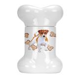 Tucker Murphy Pet™ Jack Russell Terrier Bone Shaped Pet Treat Jar Ceramic | 9 H x 6 W x 5 D in | Wayfair D700EF0062D84BDCB6C009828E99E98C