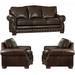 Canora Grey Pelaez 3 Piece Leather Living Room Set Genuine Leather in Gray | 40 H x 86 W x 37 D in | Wayfair Living Room Sets