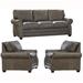 Canora Grey Pedigo 3 Piece Leather Sleeper Living Room Set Genuine Leather in Gray | 38 H x 84 W x 37 D in | Wayfair Living Room Sets