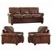 17 Stories Lyndsey 3 Piece Leather Living Room Set Genuine Leather in Brown | 37 H x 81 W x 37 D in | Wayfair Living Room Sets