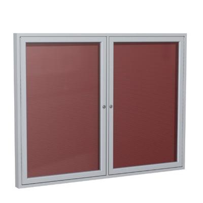 Ghent 3" x 4" 2-Door Satin Aluminum Frame Enclosed Flannel Letter Board, Burgundy (PA234B-BG)