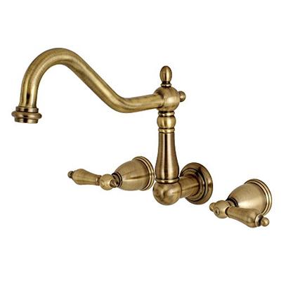 Kingston Brass KS1283AL Heritage Wall Mount Vessel Sink Faucet, 9-3/16", Vintage Brass