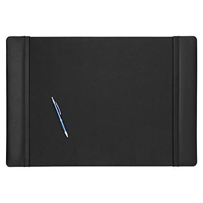 Dacasso Black Leather Desk Pad with Side Rails, 25.5-Inch by 17.25-Inch