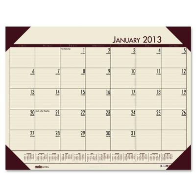 House of Doolittle EcoTONES Monthly Desk Pad Calendar, 4-Corner Holder, 22" x 17", 2013, Desert Tan