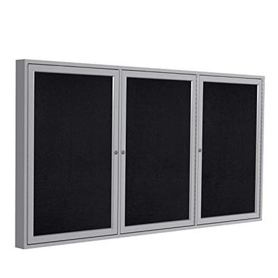Ghent 36"x72" 3-Door indoor Enclosed Recycled Rubber Bulletin Board, Shatter Resistant, with Lock, S