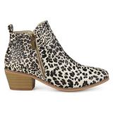 Brinley Co. Womens Faux Leather Stacked Heel Side Zip Booties Leopard, 6.5 Regular US screenshot. Shoes directory of Clothing & Accessories.