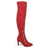 Brinley Co. Womens Regular and Wide Calf Vintage Almond Toe Over-The-Knee Boots Red, 11 Regular US screenshot. Shoes directory of Clothing & Accessories.