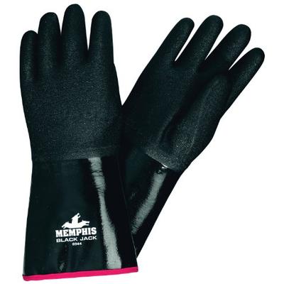 MCR Safety 6944 Black Jack 14" Neoprene Gloves, Brushed Interlock with Etched Rough Finish and Gaunt