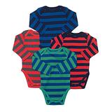 Leveret 4 Pack Long Sleeve Bodysuit 100% Cotton Stripes Boy 0-3 Months Multi 1 screenshot. Infant Bodysuits directory of Clothes.