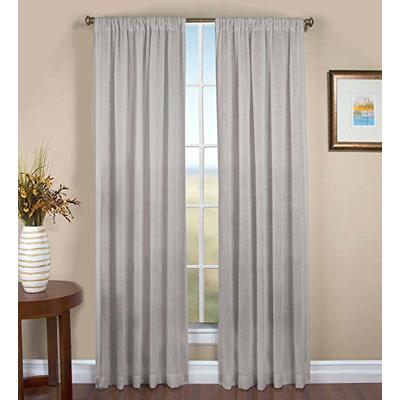 Single Sheer Linen Window Curtain Panel with Rod Pocket, 52 W x 84 L - Gray