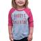 7 ate 9 Apparel Girl's Daddy's Little Valentine Toddler Vintage Baseball Tee 3T Pink and Grey